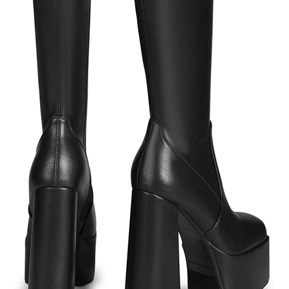 Black platform knee high boots vegan - Picture 6 of 8